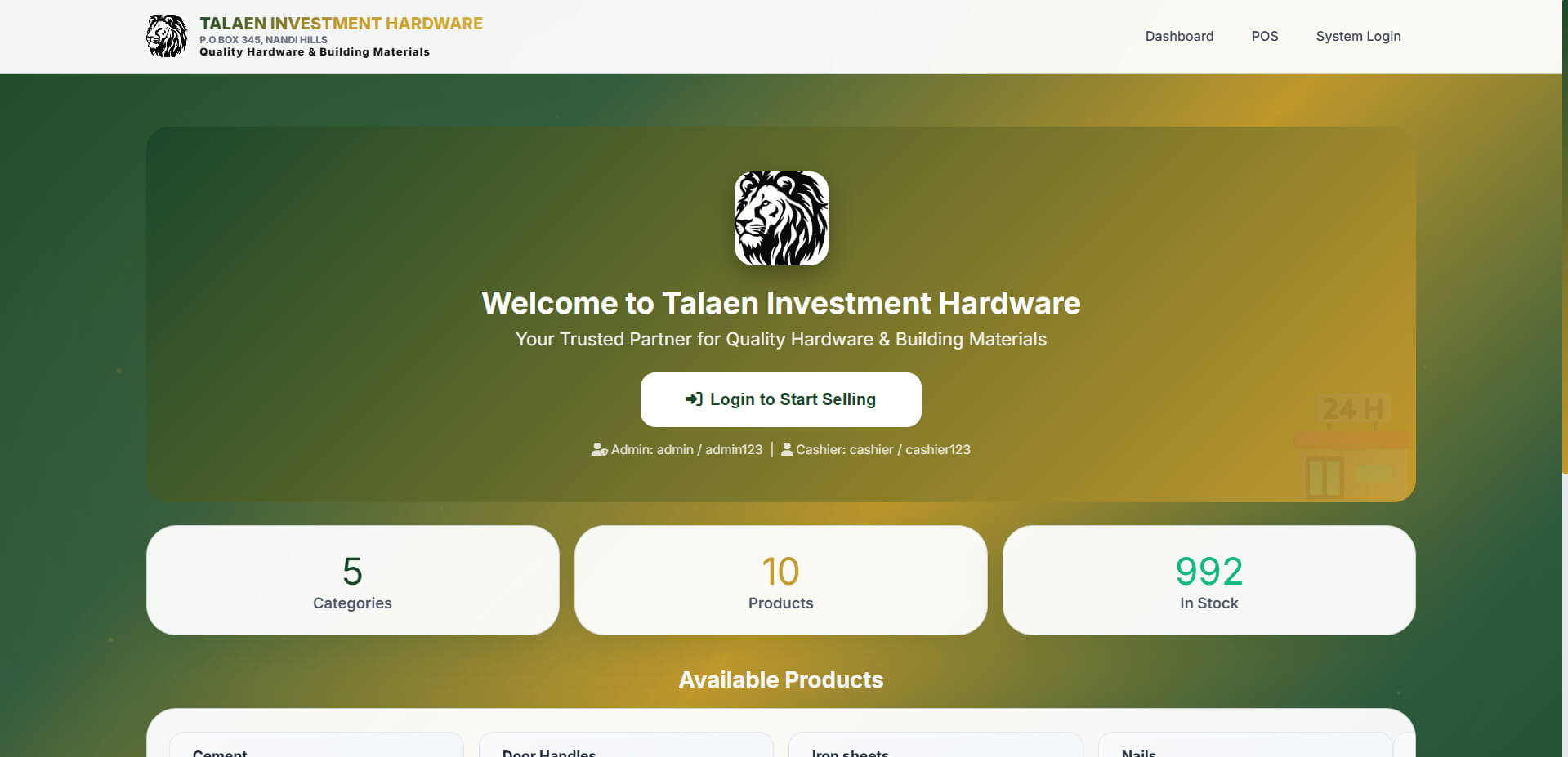 Hardware Store Management System